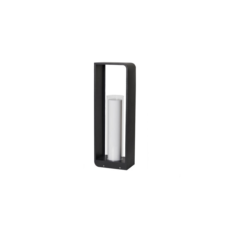 Black Rectangular Solar Outdoor Lantern With Frosted Glass Diffuser