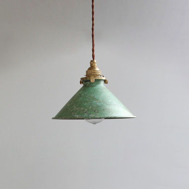 Vintage Rustic Industrial Hanging Pendant Light With Metal Cone Shade