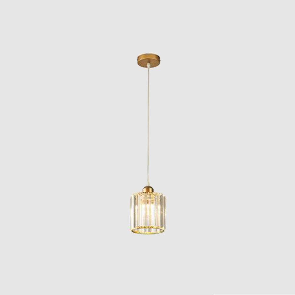 Transparent Ribbed Glass Cylinder Cluster Pendant Light