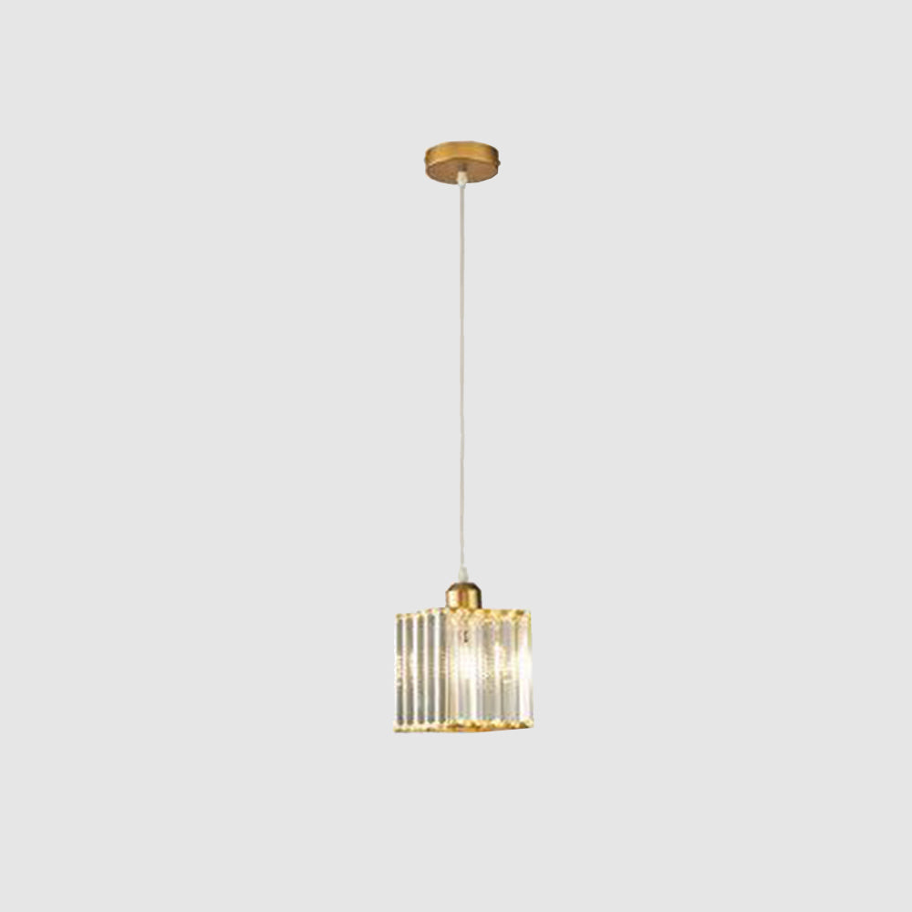 Transparent Ribbed Glass Cylinder Cluster Pendant Light