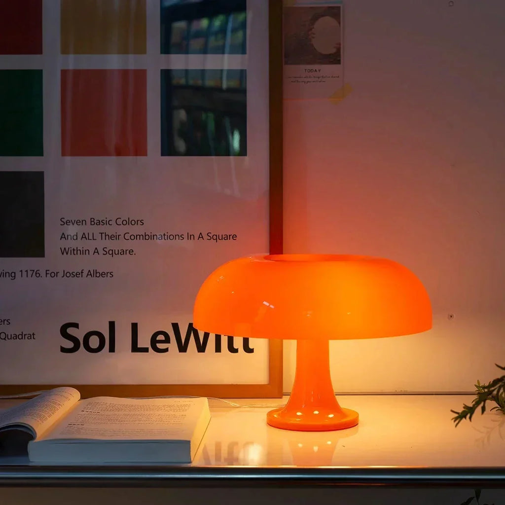 Modern Scandinavian Mushroom Table Light With Rounded Dome Shade