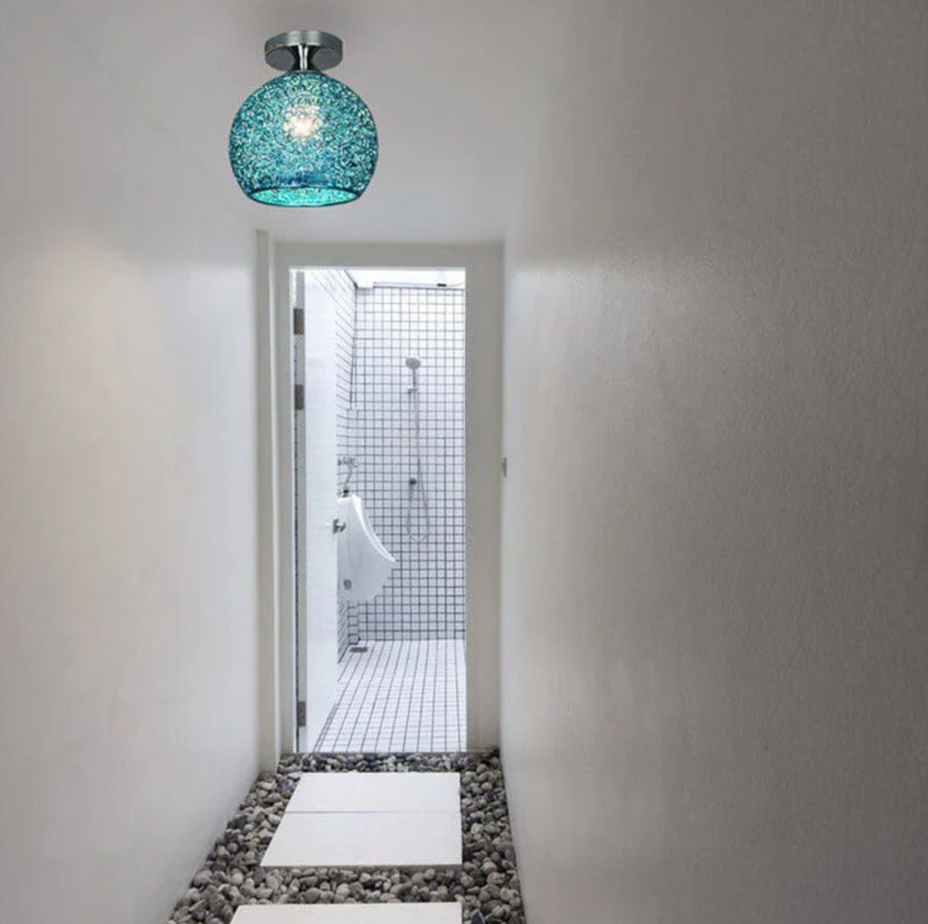 Modern Metal Globe Flush Mount Ceiling Light With Woven Open Shade Design