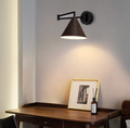 Modern Minimalist Wooden Wall Lamp With Black Metal Arm And Shade