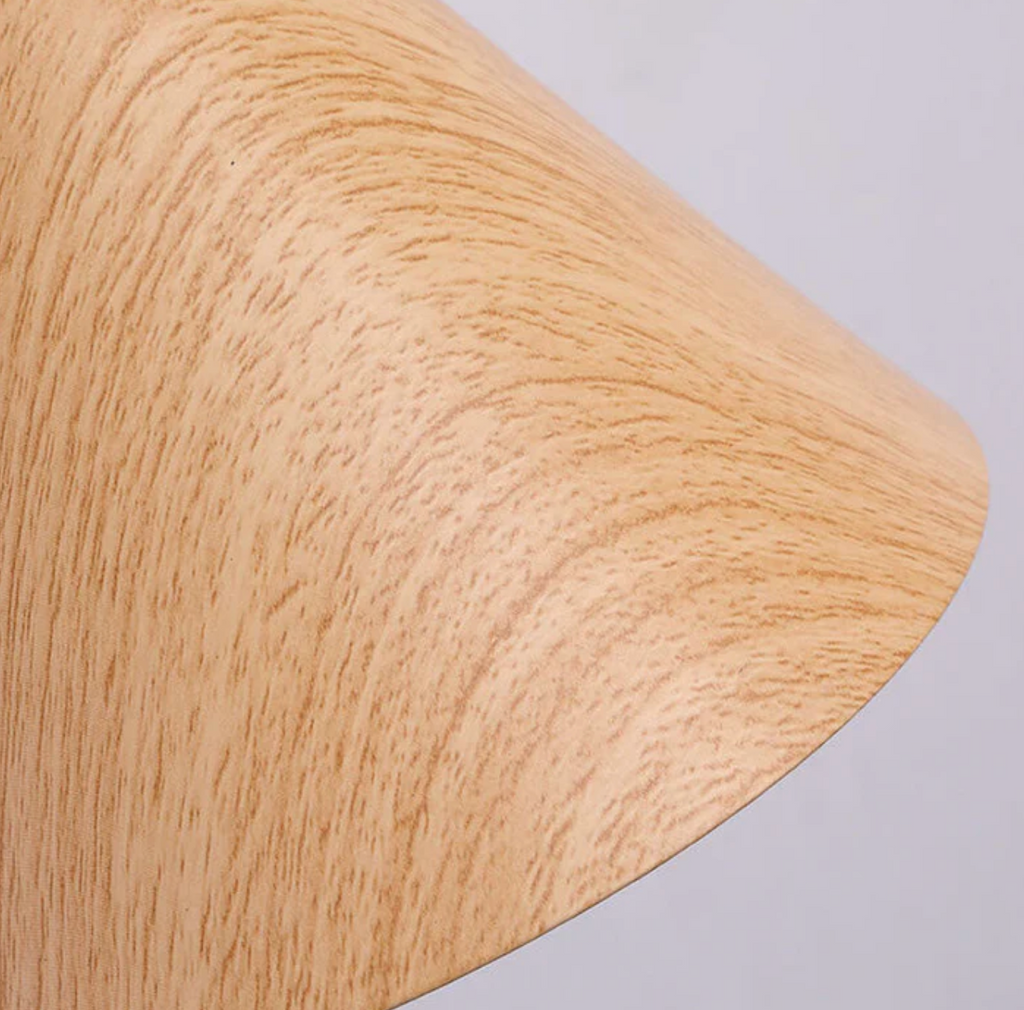Modern Minimalist Wooden Wall Lamp With Black Metal Arm And Shade