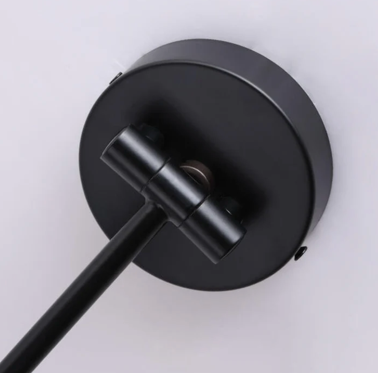 Modern Minimalist Wooden Wall Lamp With Black Metal Arm And Shade