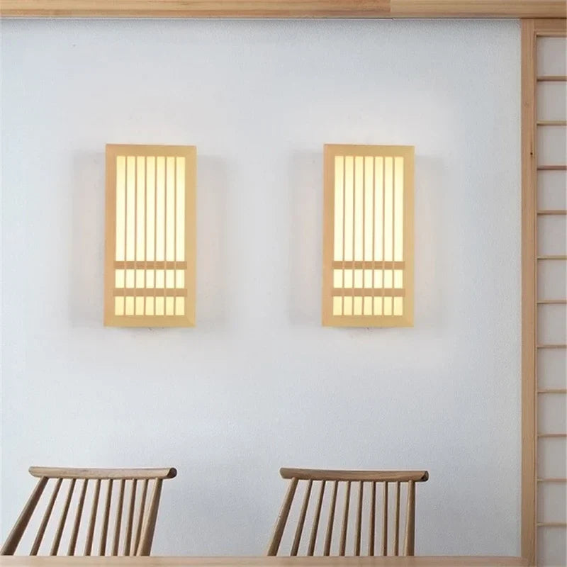 Japandi Wooden Wall Light Indoor LED Minimalist Sconce Natural Wood