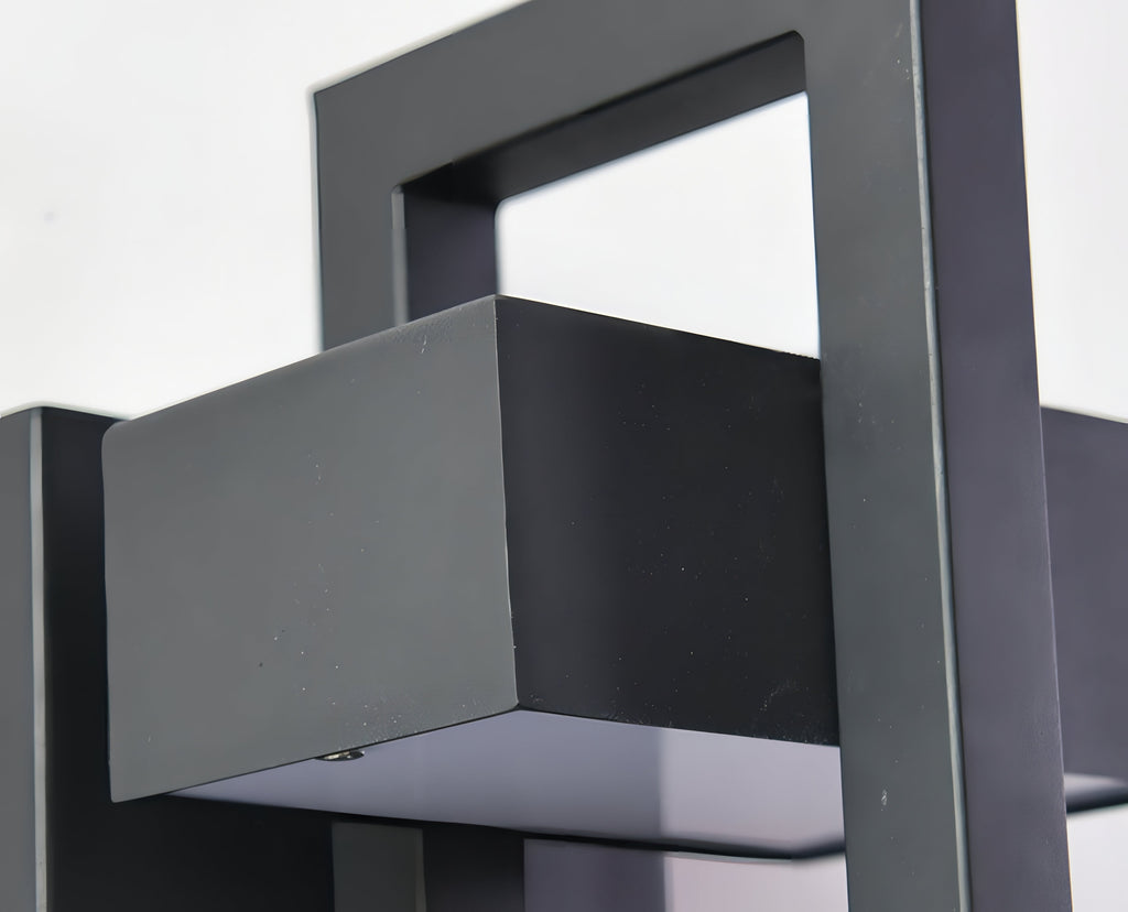 Modern Black Steel Outdoor Wall Lamp Architectural Porch Light