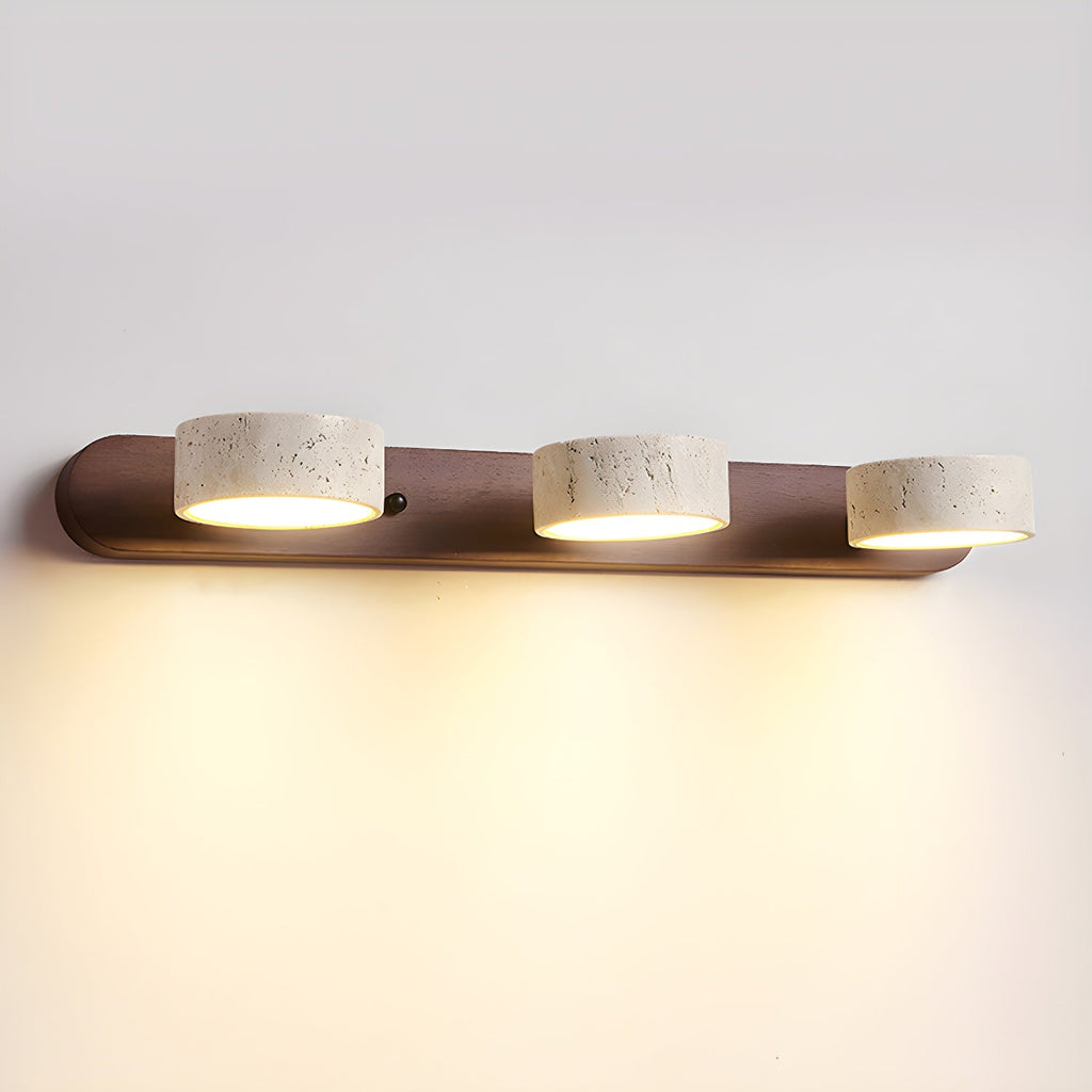 Modern Travertine Stone And Solid Wood Duo Wall Sconce Fixture