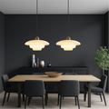 Vintage Milky White Glass Pendant Light With Simple Metal Frame