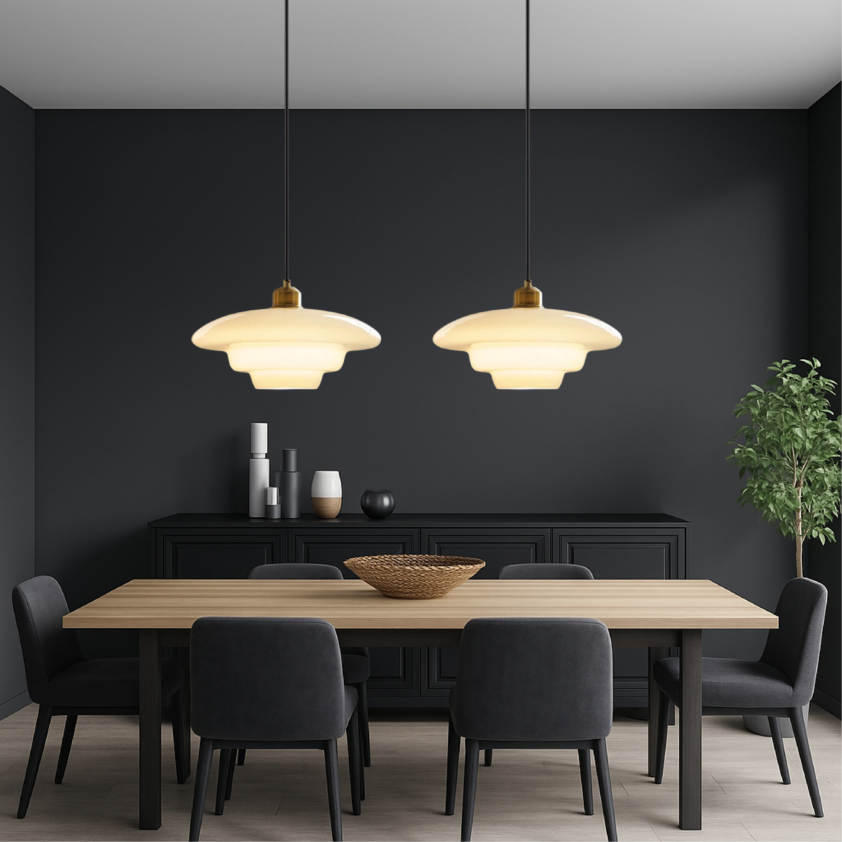Vintage Milky White Glass Pendant Light With Simple Metal Frame