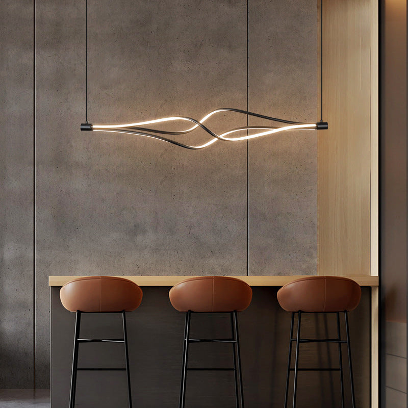 Modern Matte Black Linear LED Pendant Light With Clear Acrylic Shade