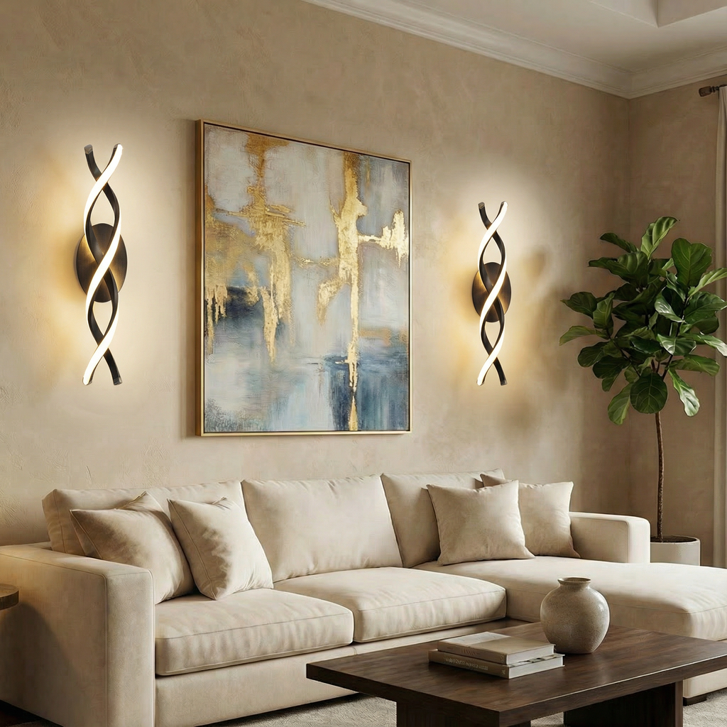 Spiral Aluminum LED Indoor Wall Lamp With Soft Ambient Lighting