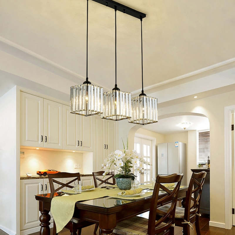 Transparent Ribbed Glass Cylinder Cluster Pendant Light