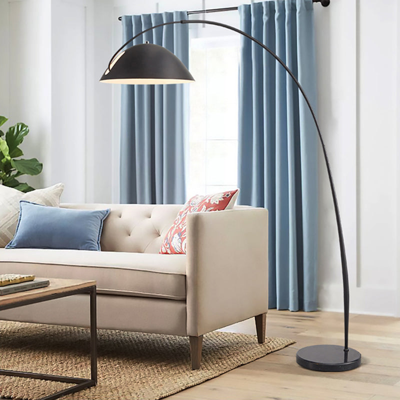 Contemporary Matte Black Arc Floor Lamp With Sturdy Round Base