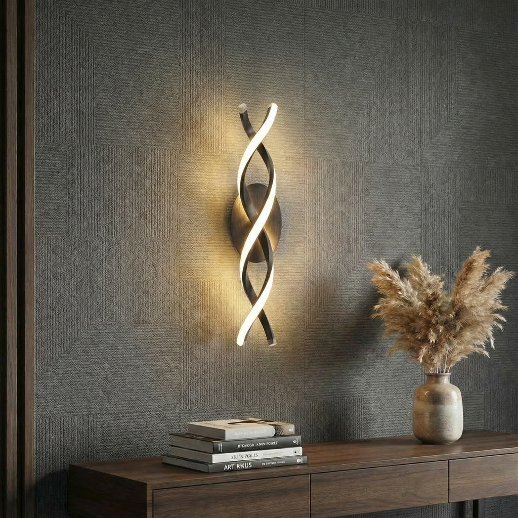 Spiral Aluminum LED Indoor Wall Lamp With Soft Ambient Lighting