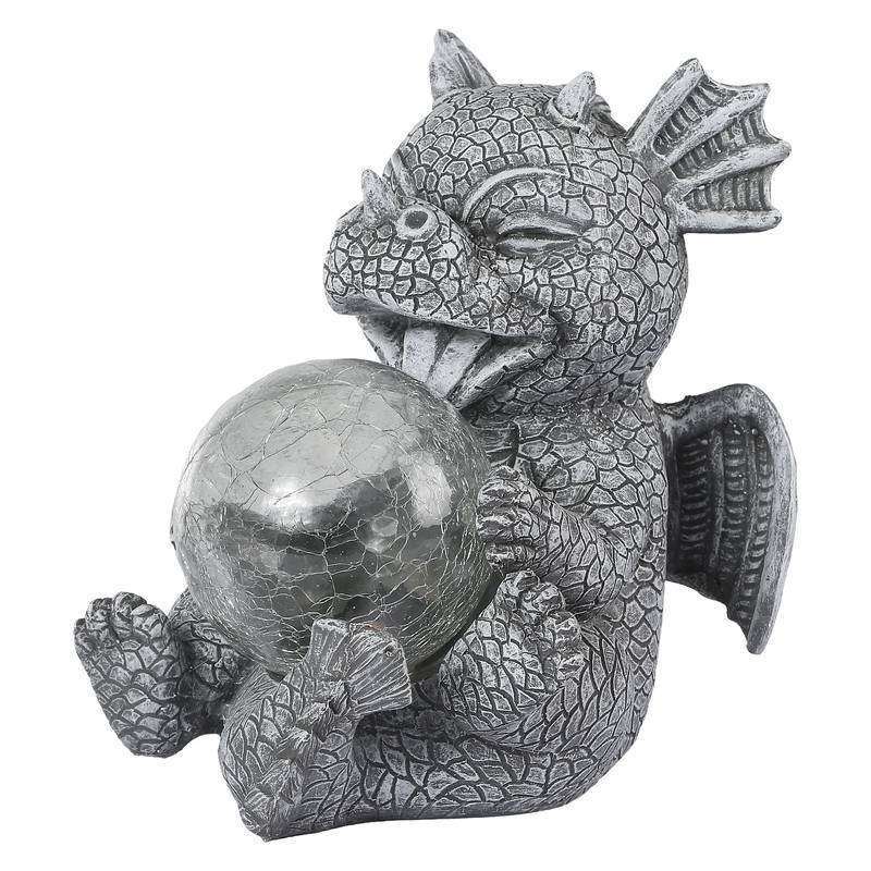 Dragon Guardian LED Table Lamp With Warm Glowing Orb Sculpture