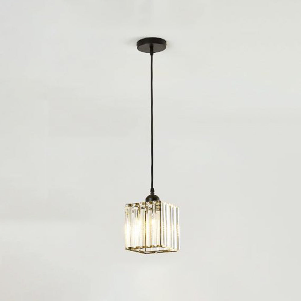Transparent Ribbed Glass Cylinder Cluster Pendant Light