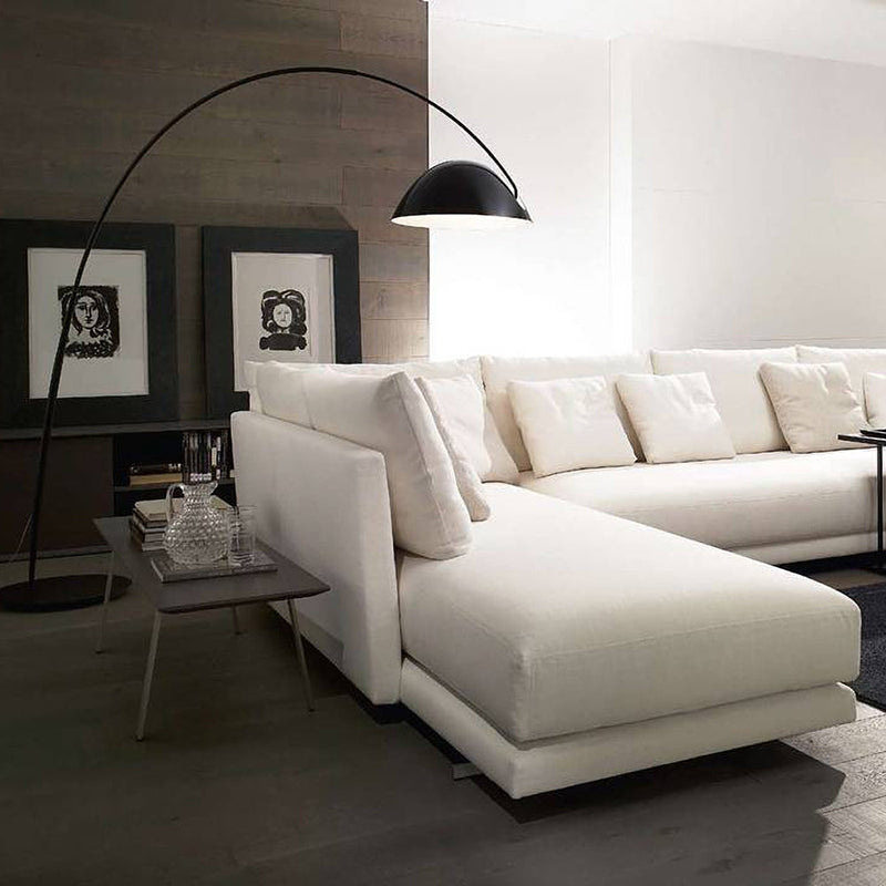 Contemporary Matte Black Arc Floor Lamp With Sturdy Round Base