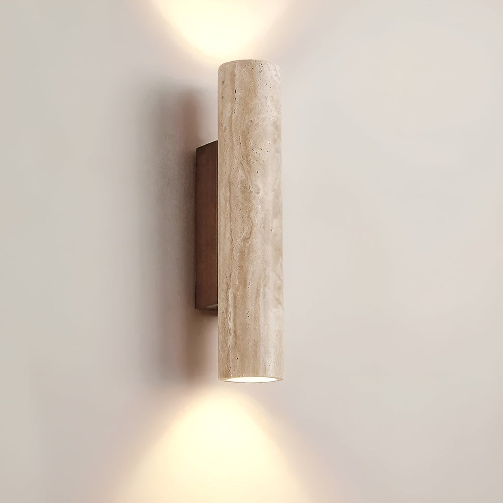 Contemporary Travertine Up And Down Cylinder Wall Sconce Indoor