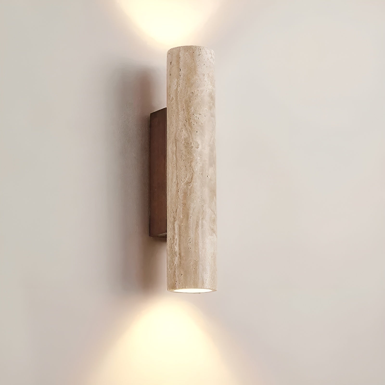 Contemporary Travertine Up And Down Cylinder Wall Sconce Indoor