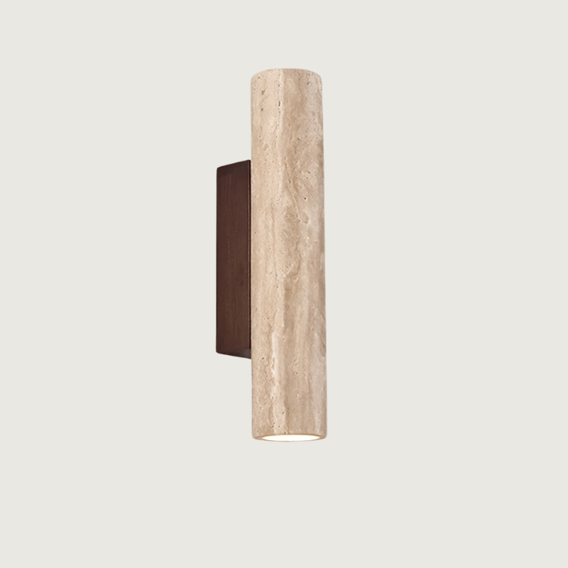 Contemporary Travertine Up And Down Cylinder Wall Sconce Indoor