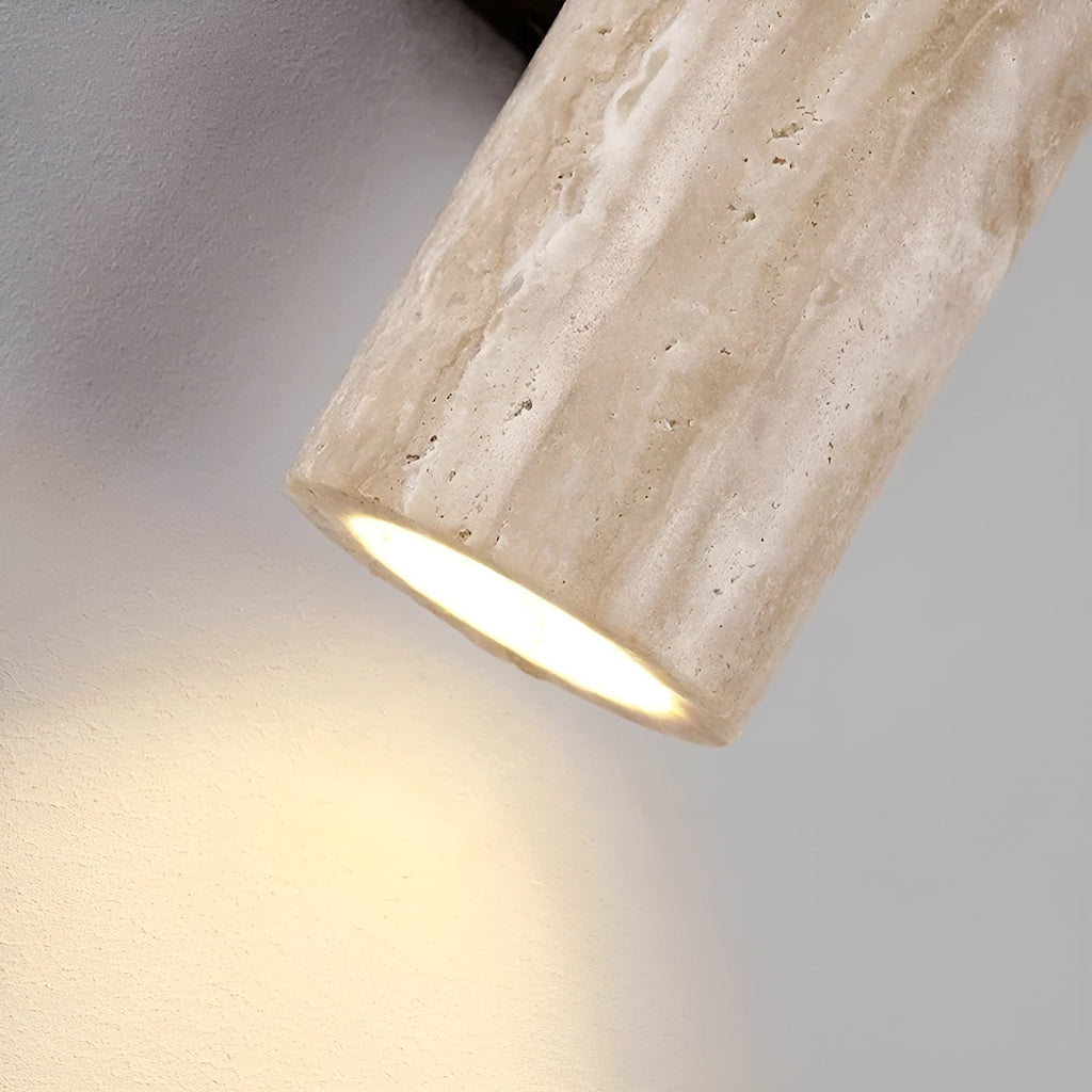 Contemporary Travertine Up And Down Cylinder Wall Sconce Indoor