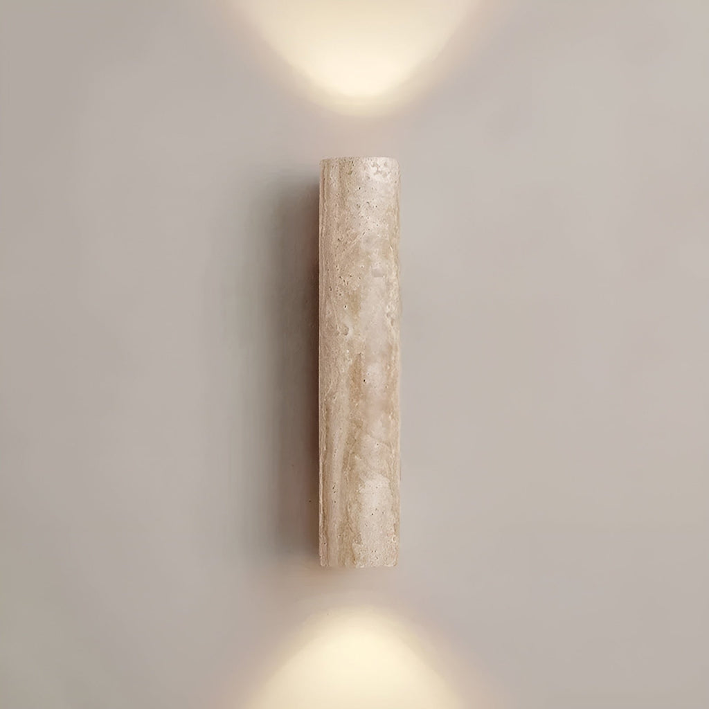 Contemporary Travertine Up And Down Cylinder Wall Sconce Indoor