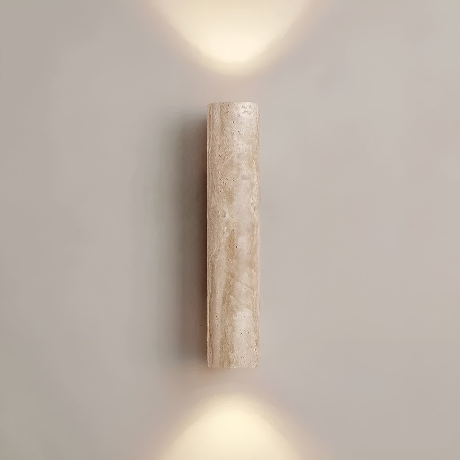 Contemporary Travertine Up And Down Cylinder Wall Sconce Indoor