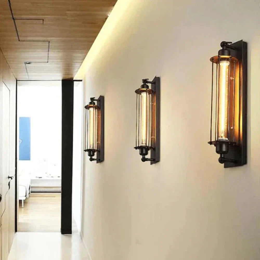 Vintage Industrial Matte Black Wall Mounted Led Fixture Light