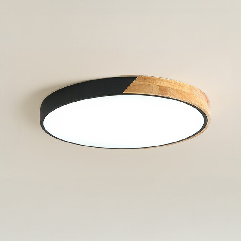 Scandinavian Wood and Iron Ceiling Light with Acrylic Shade Pendant