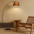 Modern Arc Floor Lamp With Brushed Gold Finish And Cream Shade