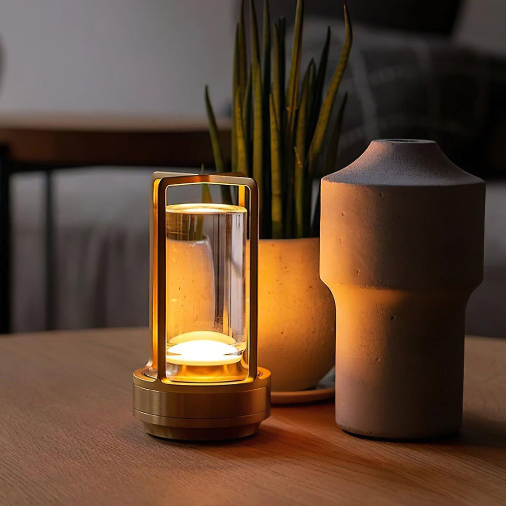 Aethera Modern Wireless Lantern Desk Lamp Crystal Core