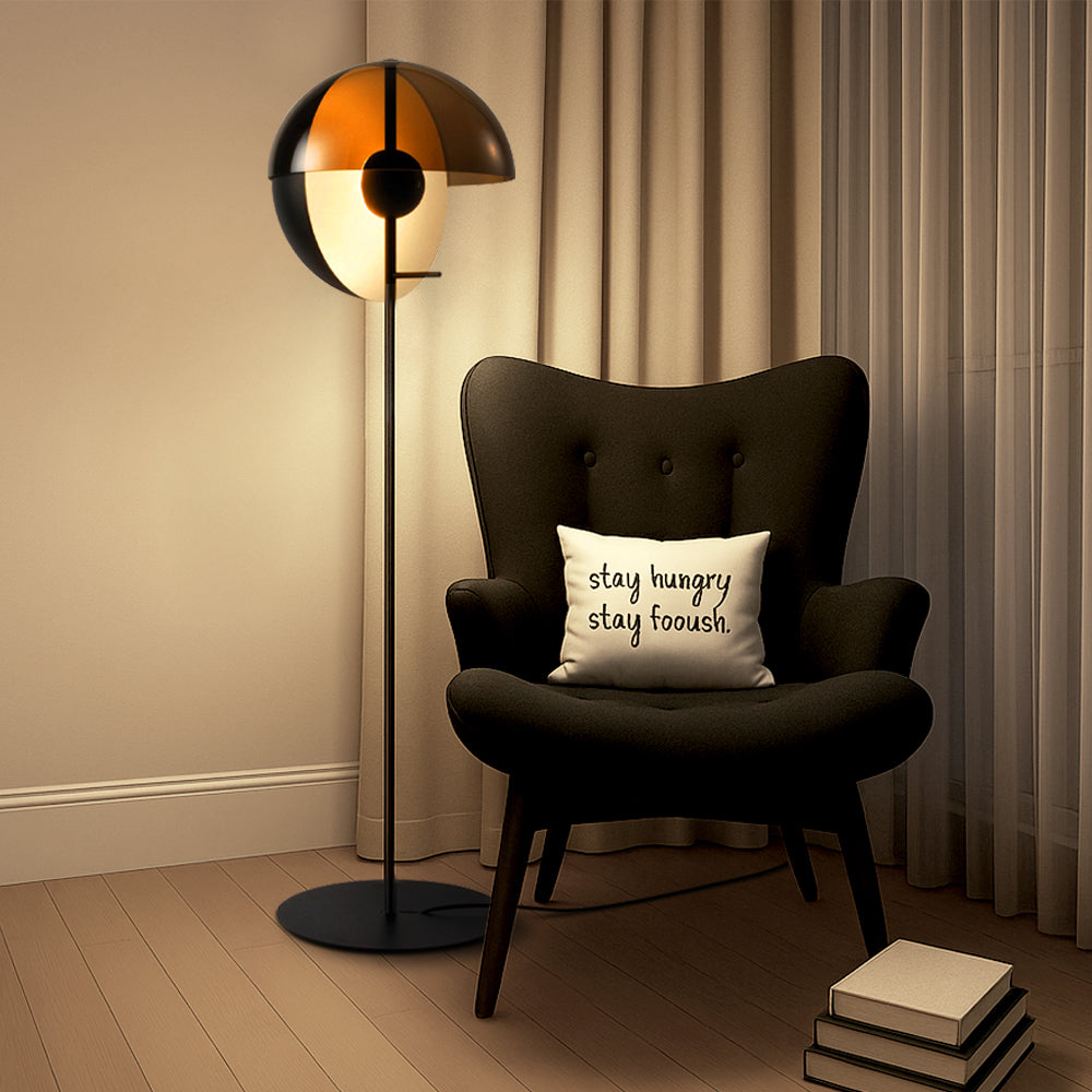 AuraBella Contemporary Smokey Glass Floor Lamp With Metal Frame