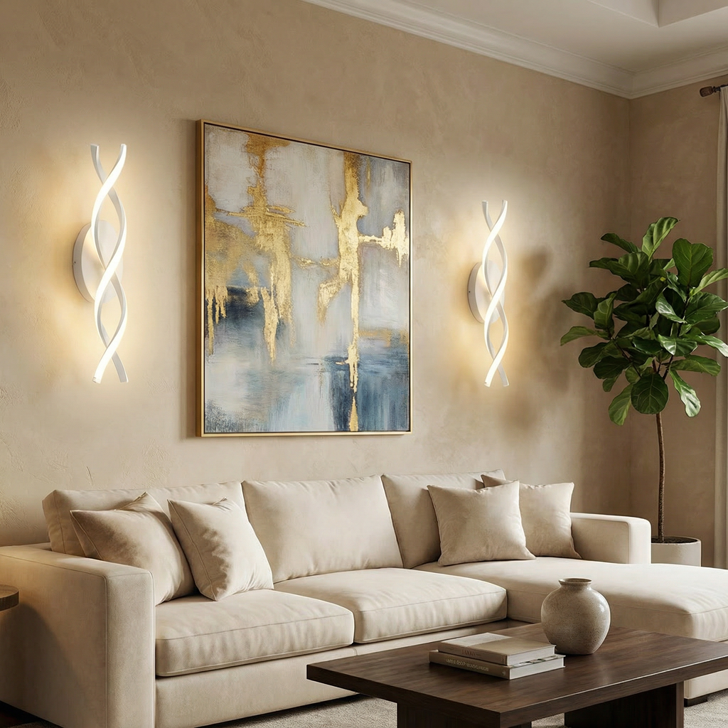 Spiral Aluminum LED Indoor Wall Lamp With Soft Ambient Lighting