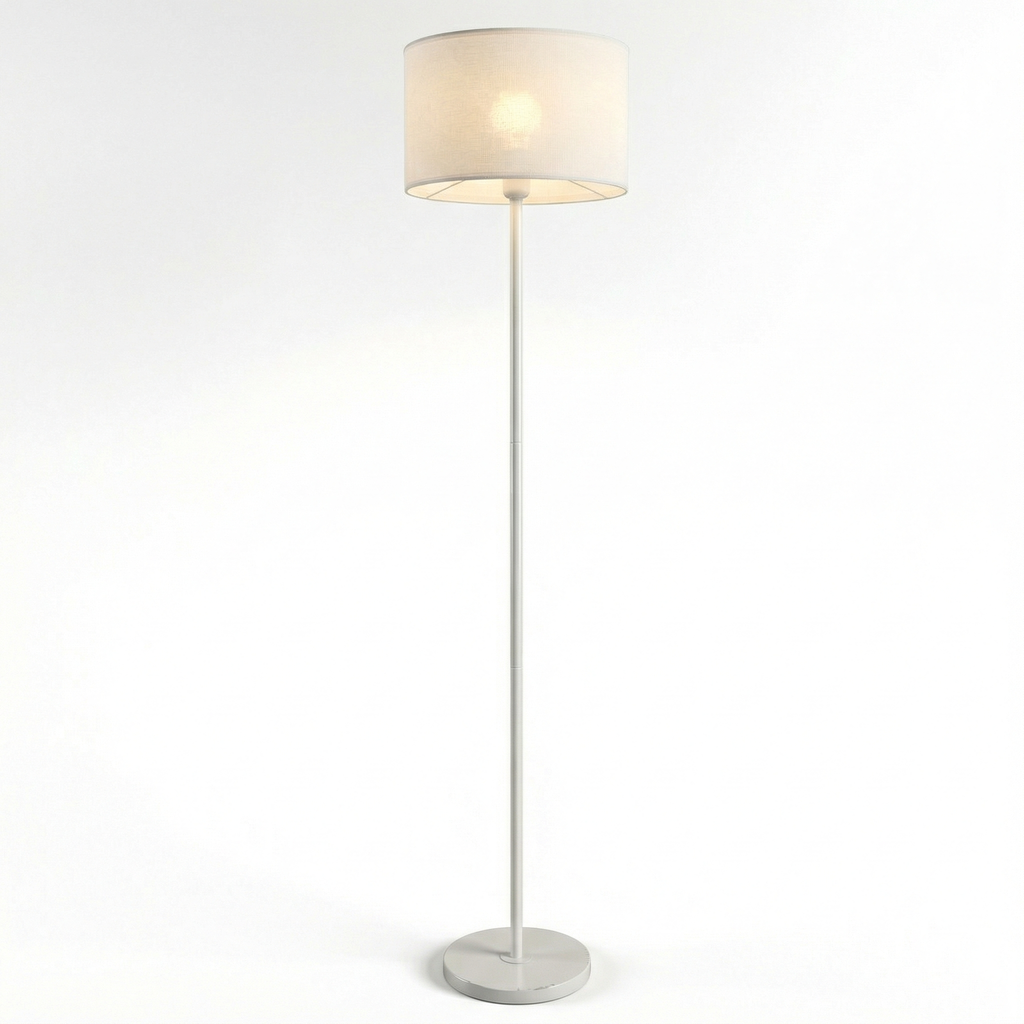 Modern Mesh Floor Lamp With Dual Layer Fabric Diffuser Shade Design