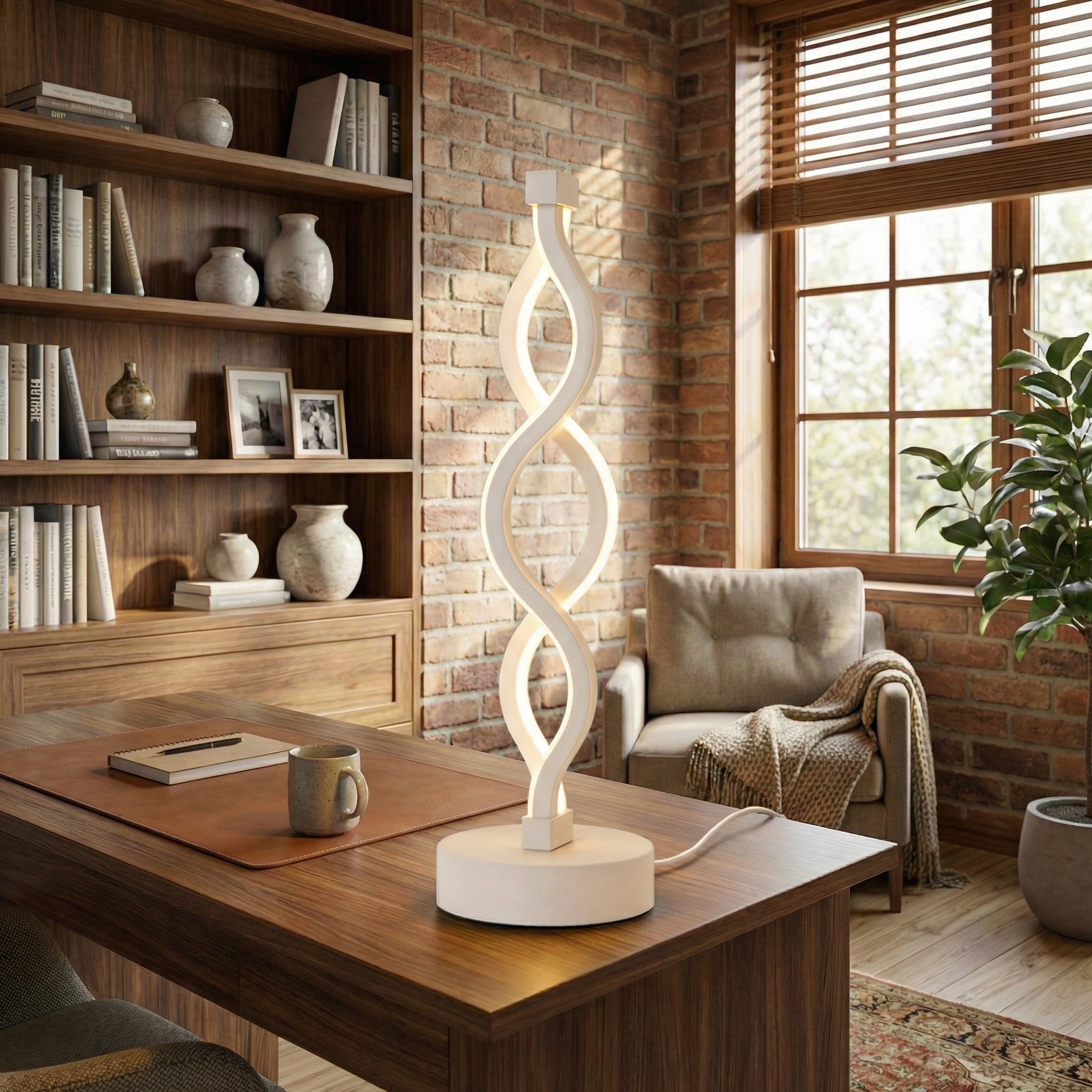 SpiralGlow Dimmable LED Desk Lamp Black Base Modern Spiral Design