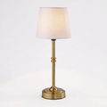 Modern Polished Brass Table Lamp With Soft Beige Fabric Shade