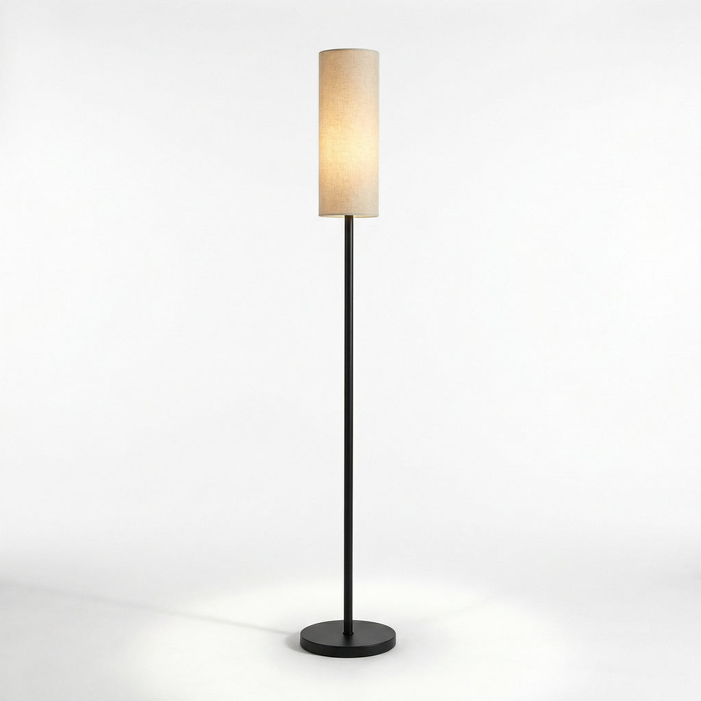 Minimalist Iron Body Linen Fabric Shade Modern Standing Floor Lamp