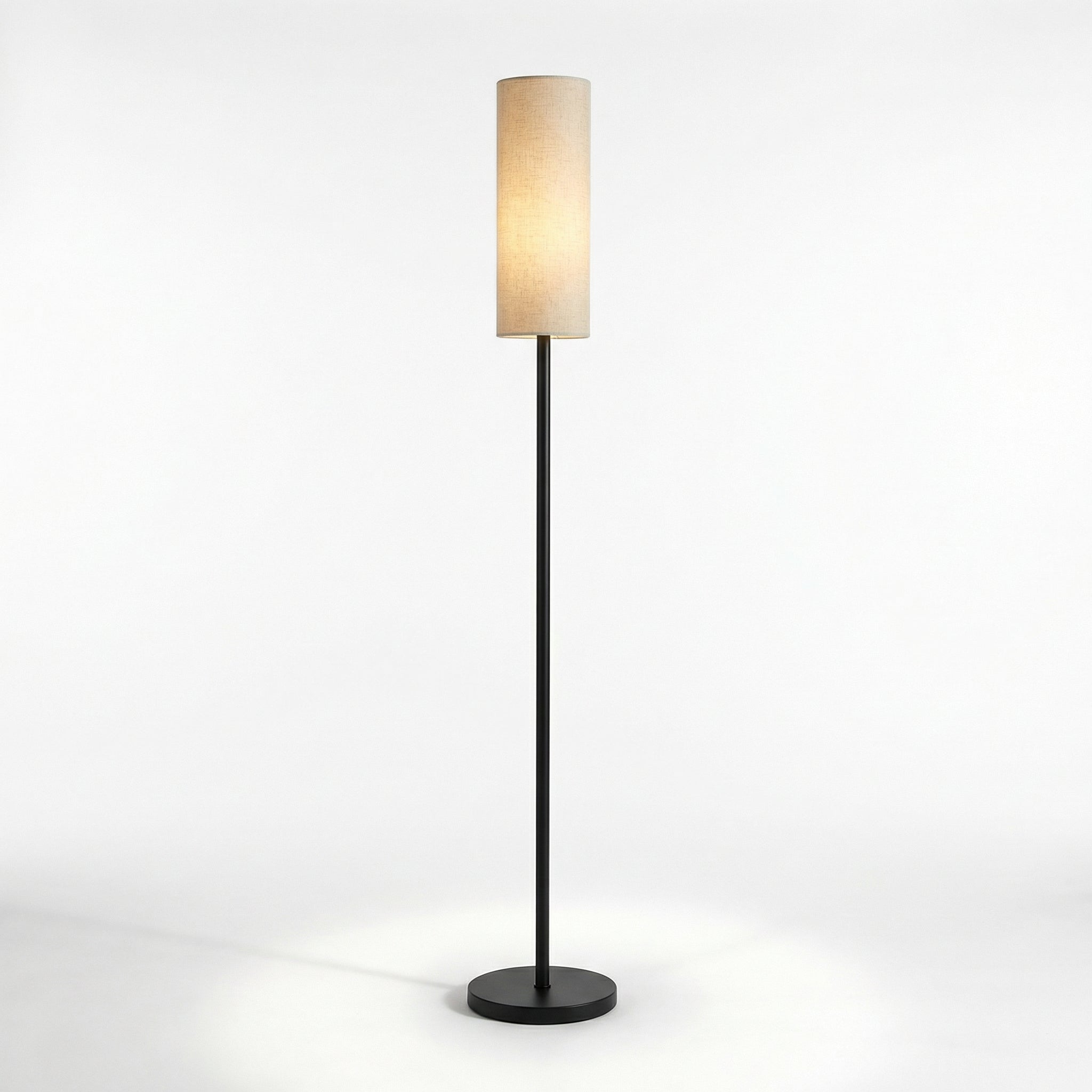 Minimalist Iron Body Linen Fabric Shade Modern Standing Floor Lamp