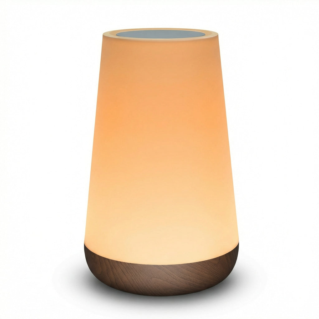 Smart RGB Touch Table Lamp With Customizable Lighting And Wood Base