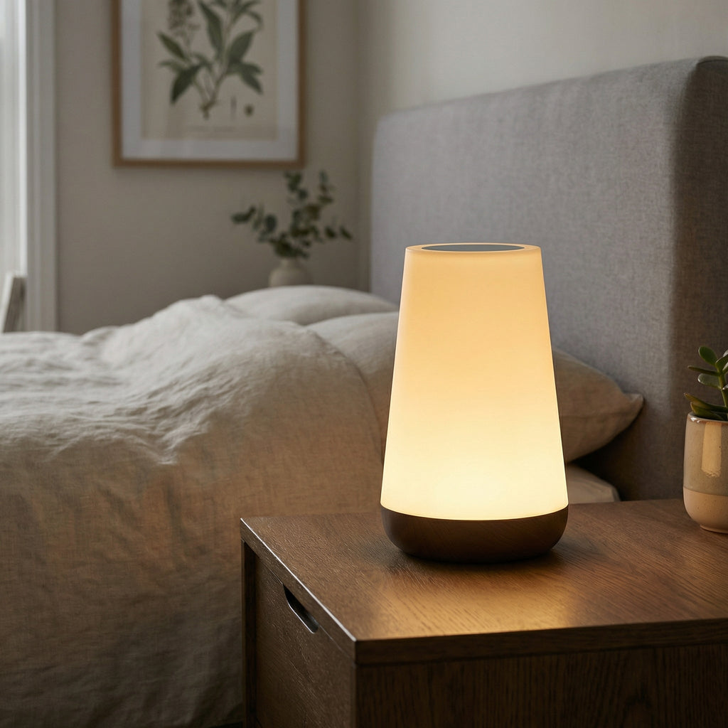 Smart RGB Touch Table Lamp With Customizable Lighting And Wood Base