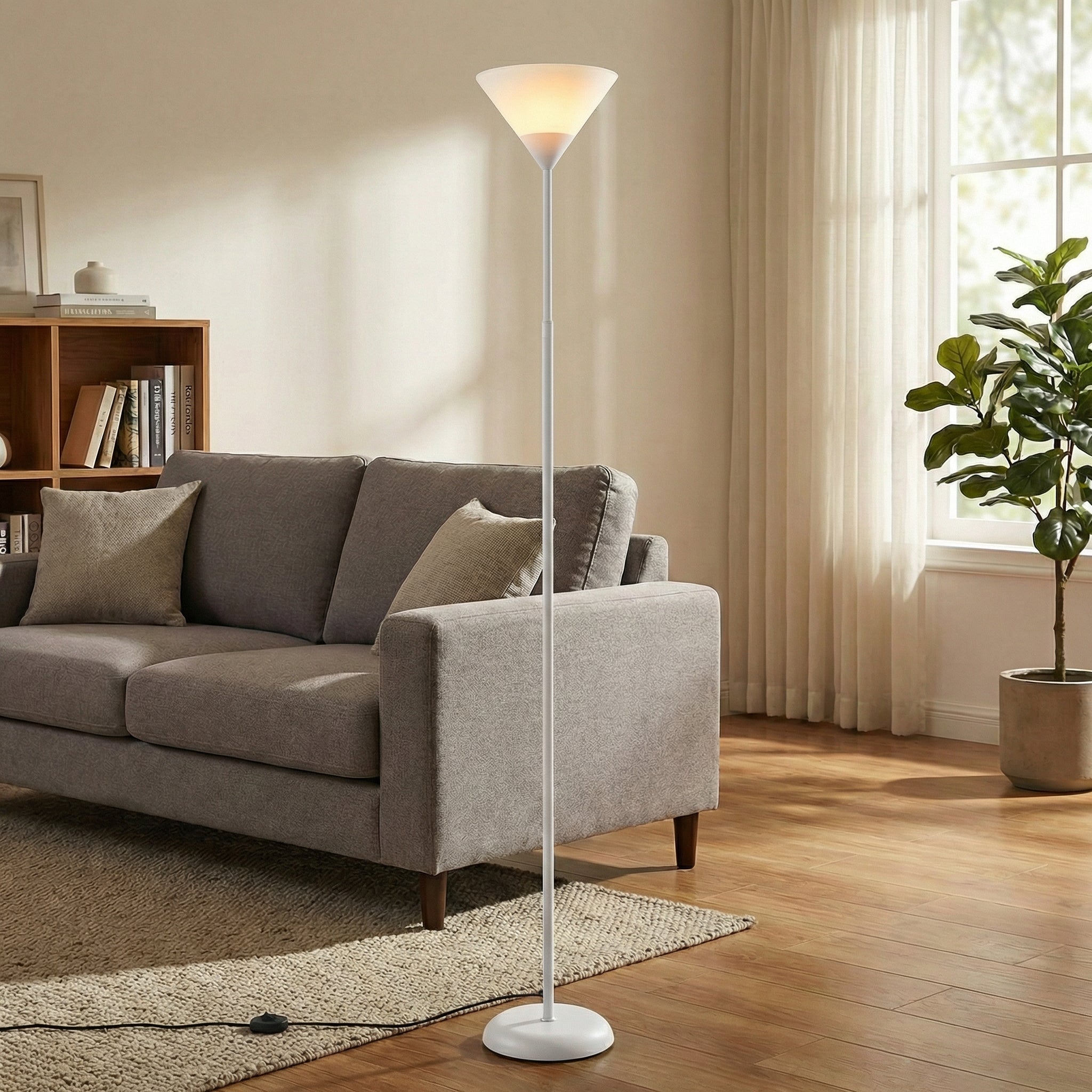 Lumina Modern Torchiere Floor Lamp With Upward Facing Glass Shade