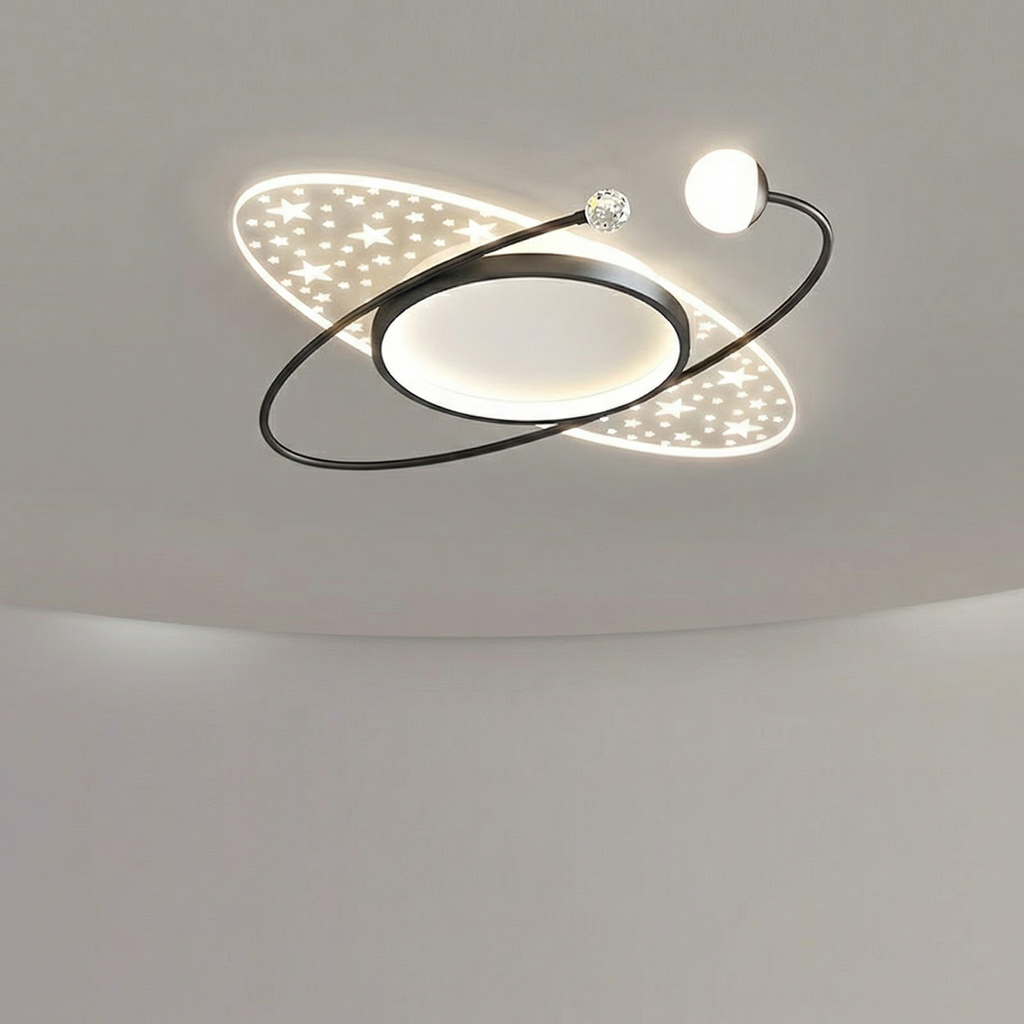 Oval Star Orbit LED Ceiling Light With Black Frame 52cm Flush Mount
