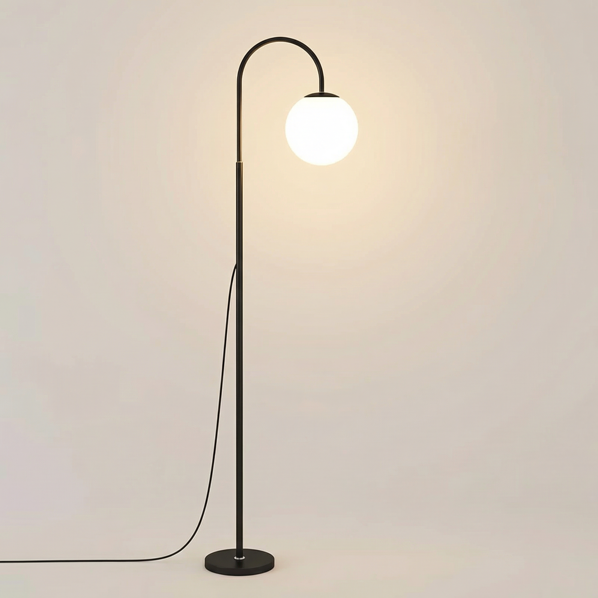 Nordic Moon Globe Floor Lamp With Slim Iron Frame And Frosted Shade