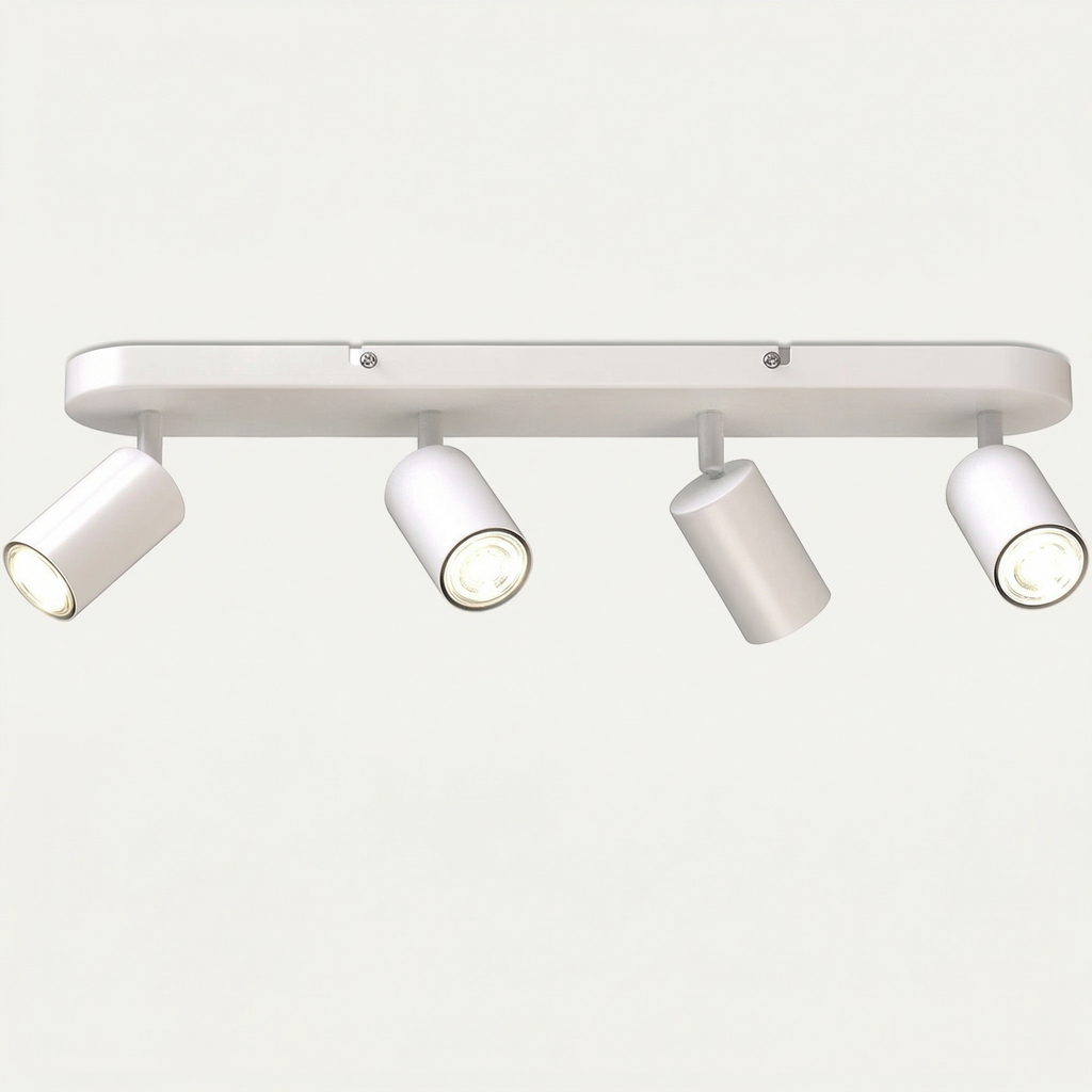 Modern 4 Head Adjustable Ceiling Spotlight Bar With Rectangular Base
