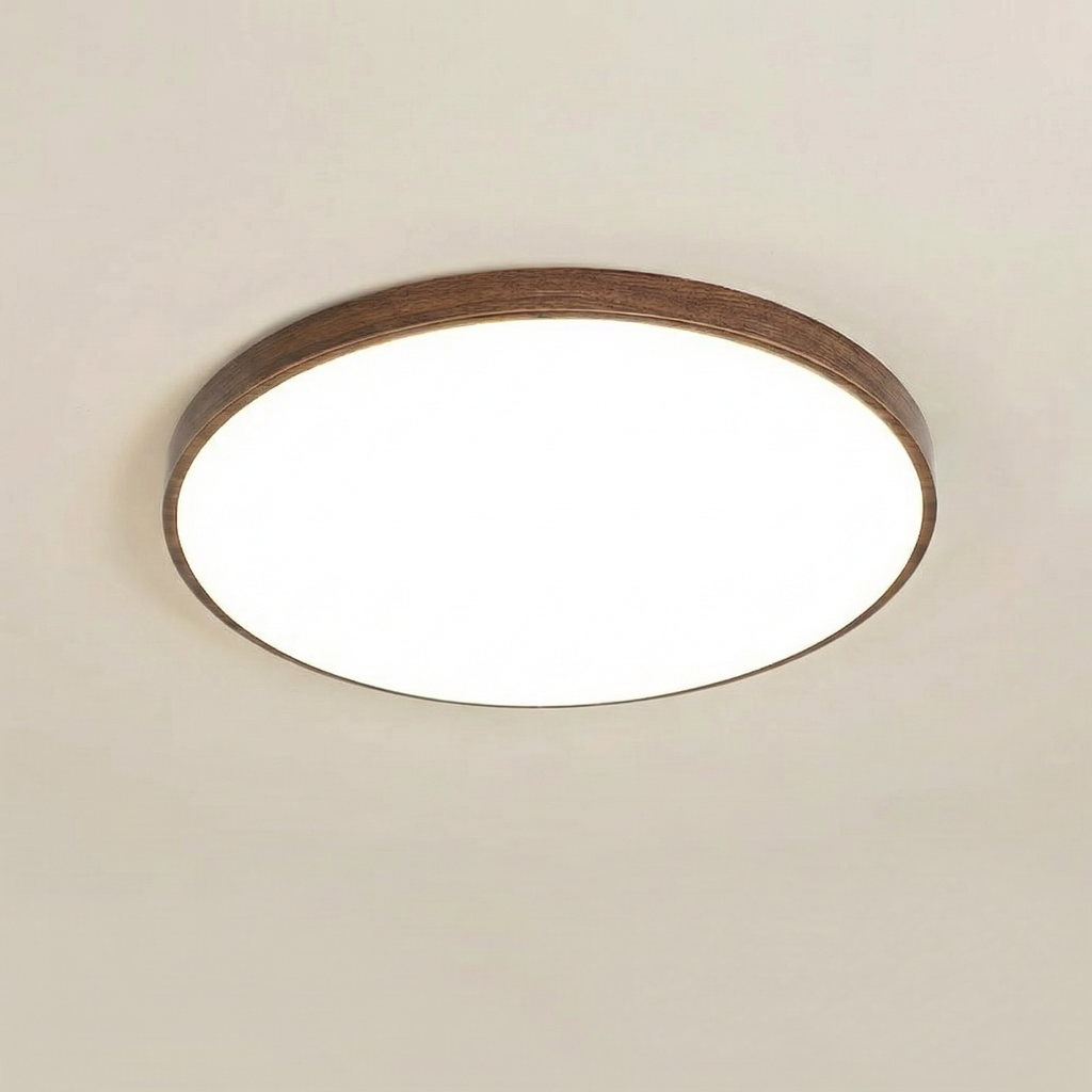 40cm Round Led Ceiling Light 48W Flush Mount Wood Grain Decor