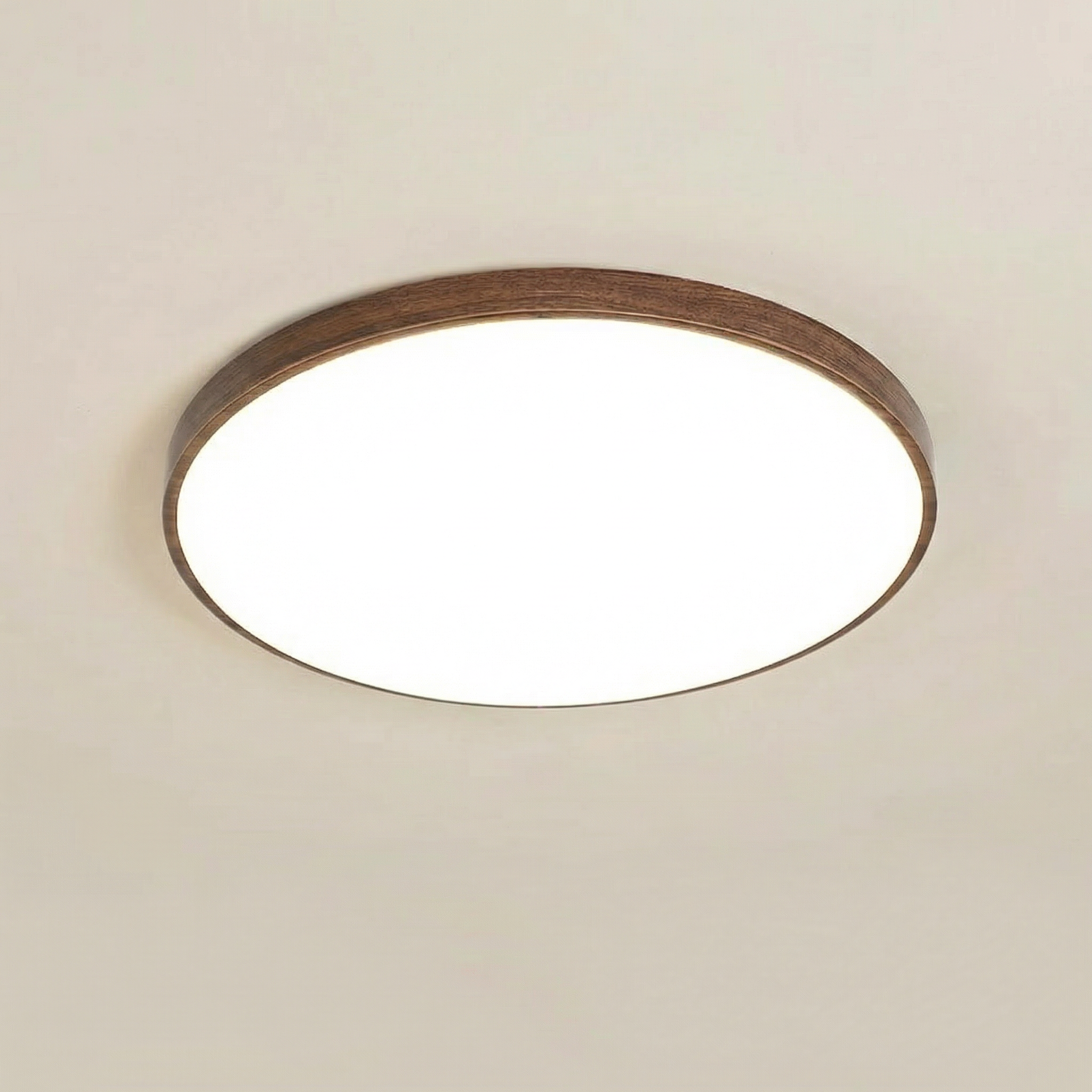 40cm Round Led Ceiling Light 48W Flush Mount Wood Grain Decor