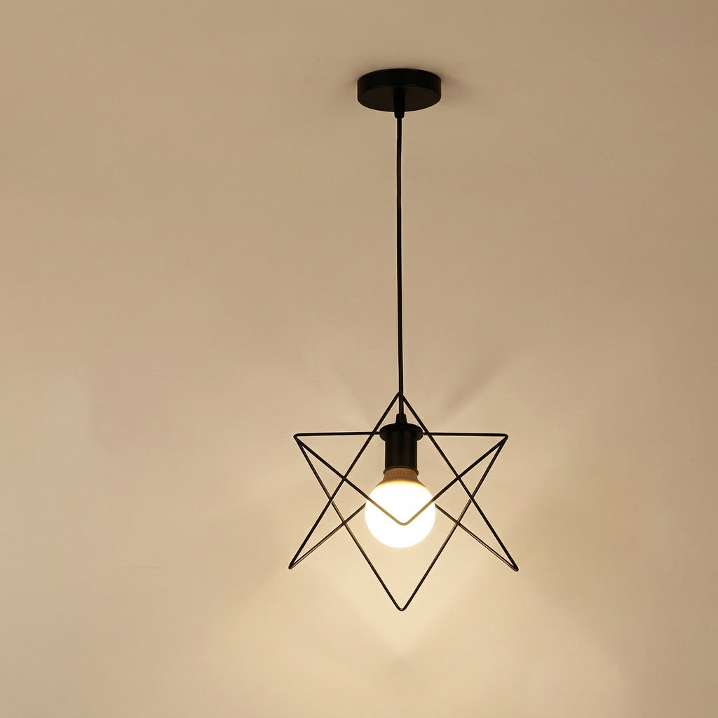 Nordic Black Star Frame Iron Pendant Light