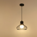 Black Nordic Industrial Curved Wire Cage Pendant Light Modern