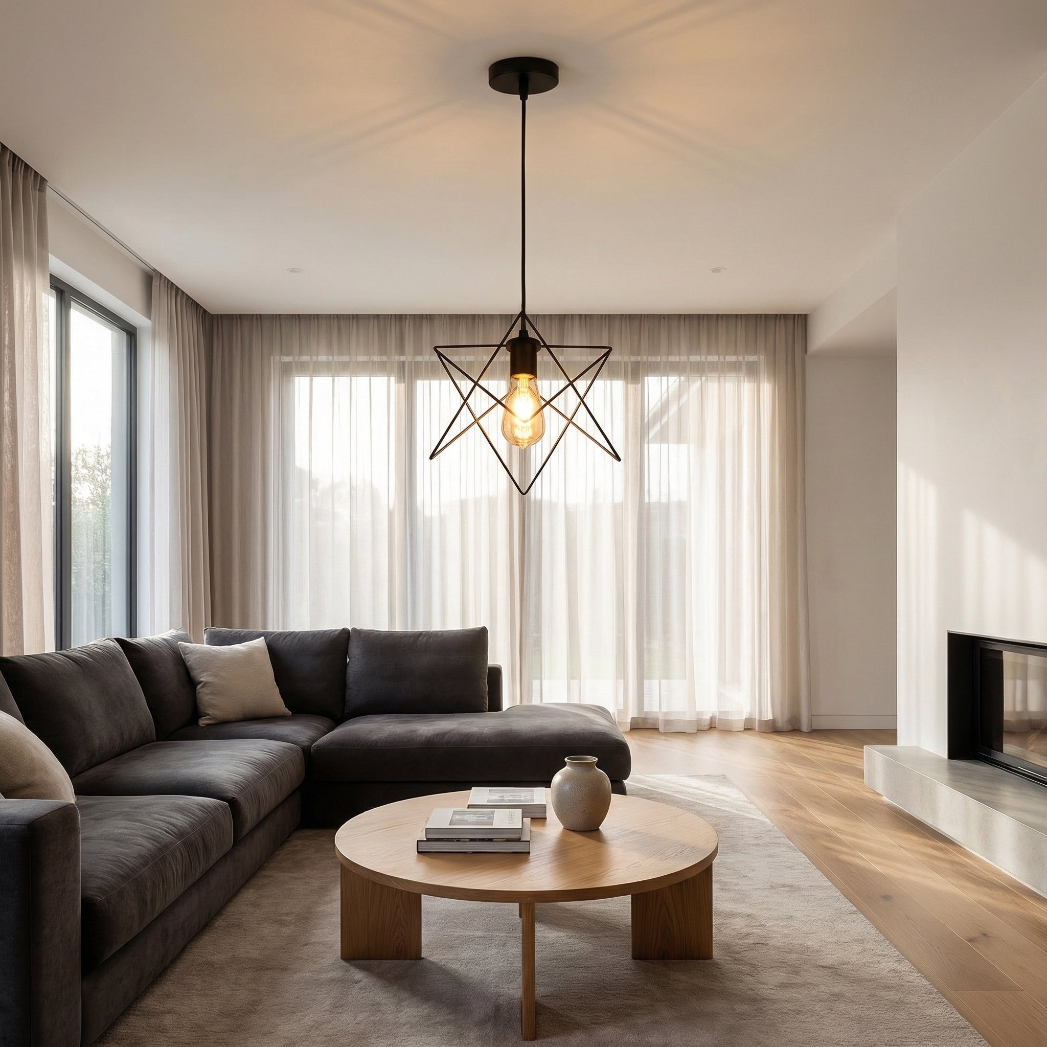 Nordic Black Star Frame Iron Pendant Light